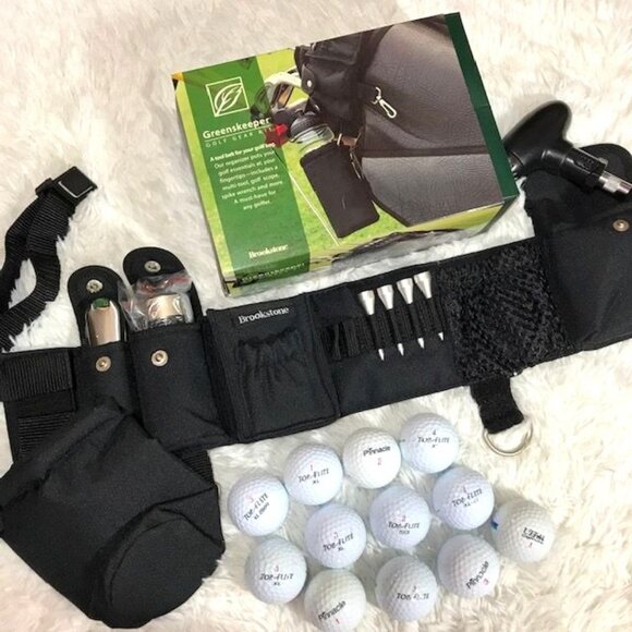 Brookstone Greenskeeper Golf Gear Kit + Round II 12ct Recycled #2 Grade Balls